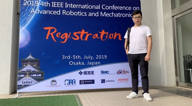 Tian Liu attending the IEEE 4th International Conference on Advanced Robotics and Mechatronics (ICARM) July 2019