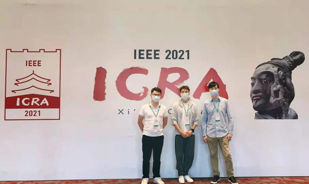 ULTRACEPT researchers Tian Liu, Xuelong Sun and Qinbing Fu attending ICRA 2021